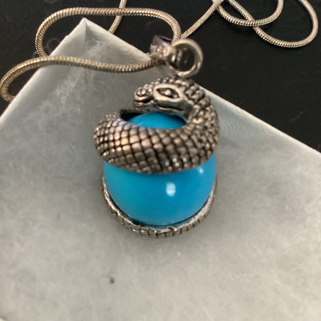 Cute Smily Serpent Bell Sterling Necklace